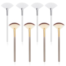 8Pcs Facial Brush, Facial Brushes, Ultra Slim Soft Face Mask Brush for Professional Blending Makeup, Fan Brushes for Facials for Mask Mud Cream Makeup Esthetician (Silver, Champagne)