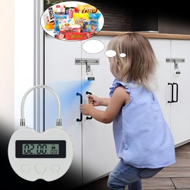 KENRONE Heart Metal Timer Lock, USB Rechargeable Timer Compact Padlock with 1m Spring Cord, Up to 99 Hours Timed Self-Regulation Anti-Addiction Timer Padlock (White)