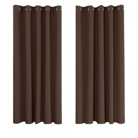 Deconovo Deconovo Curtains Mocha Super Soft Thermal Insulated Eyelet Blackout Curtains Bedroom 66 x 54 Inch Drop Dark Mocha 2 Panels