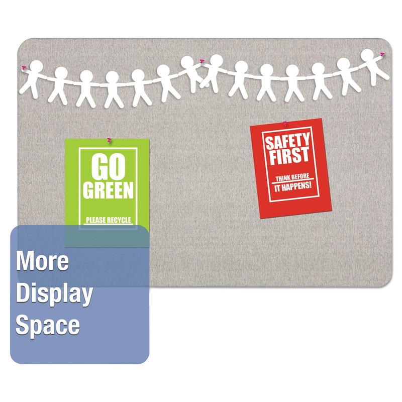 Quartet Oval Office Fabric Bulletin Board, 36 x 24, Gray