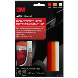3M 3M Auto High-Strength Lens Repair Film, 3.5 in x 7.75 in, Assorted Sheets: Red / Amber / Clear, Weatherproof & Airtight Seal, Flexible Film Repairs Flat or Curved Lenses on Truck & Car Lights (03345)