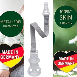 Pack of 3 nip Dummy Straps with Hooks, Pack of 3 Dummy Chains for Dummies with Ring, Petrol, Made in Germany, Metal-Free, BPA-Free