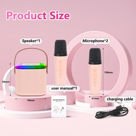 OWill Karaoke Machine 2 Microphones, Birthday Gifts for Girls Toys Age 3-15 Year Old Girls Gifts Kids Microphone Toys for 3-12 Year Old Girls Birthday Presents Microphone for Kids Toys