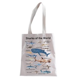 Sharks Of The World Sharks Shopping Bag Gift For Sharks Lover Killer Sharks Gift Ocean Animal Lover Tote Bag (Sharks of the World tote ca)