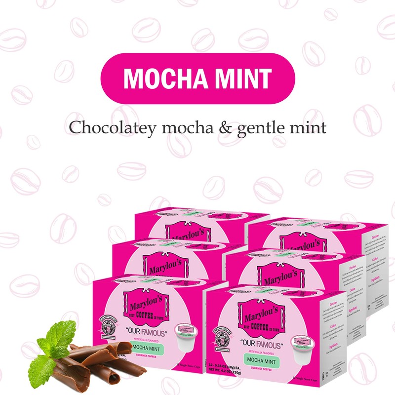 Marylou's Mocha Mint Flavored Gourmet Coffee - Dark Roast, K-Cup