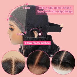 16 inch Bob Wig Human Hair Glueless Body Wave Lace Front Wigs Human Hair Pre Plucked Pre Cut 9x5 HD Lace Closure Wigs Human Hair for Black Women Bob Wig Human Hair Glueless For Beginners 200% Density