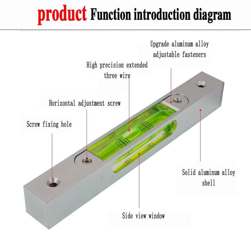 High precision aluminum alloy metal adjustable level bubble small square