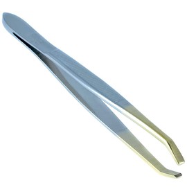 Camila Solingen CS30 3 1/2" Gold Tipped, Surgical Grade, German Stainless Steel Tweezers (Claw) - Flawless Eyebrow and Facial Hair Shaping and Removal for Men/Women
