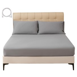 Grounding Sheets King Size Organic Cotton 90% Silver 10% – Silver Fiber Infused Conductive Bedding for Improved Sleep & Wellness (Gray, King - 76"x80"x15")