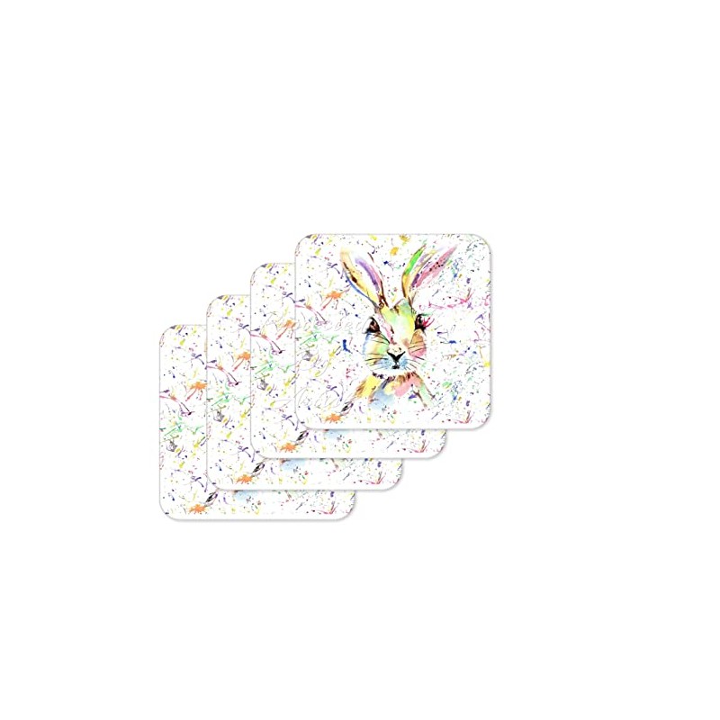 Coaster Hare Bunny Rabbit Wildlife Black white Animals Coasters Watercolour