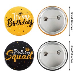 26 Pieces Birthday Squad Pins Birthday Girl Button Pin It's My Birthday Button Birthday Badges Birthday Squad Pinback Button for Women Girl, 2 inch