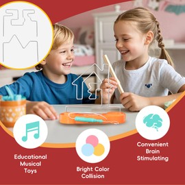 Electric Touch Maze Game, Convenient Brain Stimulating Bright Color Collision Maze Toy Intellectual Development Toys Electric Shock Maze Game (Orange 3in1)