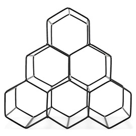 NAT & Jules Honeycomb Black Iron Metal Tabletop Wine Rack - Holds 6 Bottles