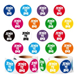 Spanish Jesus Love You Stickers Roll - 500pcs Christian Religious Decorative Stickers Self-Adhesive for Gift Wrapping Kids Crafts Church Events Bible Journaling