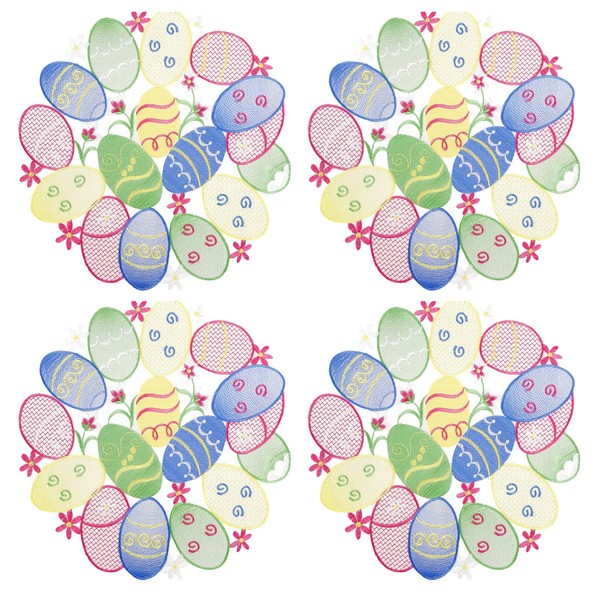 Granddeco Easter Spring Placemats 14" Set of 4Cutwork Embroidered Floral
