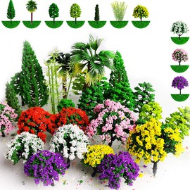 hatisan 37pcs Mixed Model Trees 1.45-5.5 inch (3.7-14 cm), Ho Scale Trees Diorama Supplies, Model Train Scenery, Fake Trees for Projects, DIY Scenery Landscape Woodland Scenery - Multiple Type
