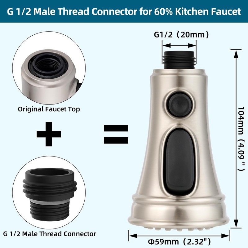 Hygie Rinse Universal Kitchen Faucet Head Replacement 3 Function Kitchen