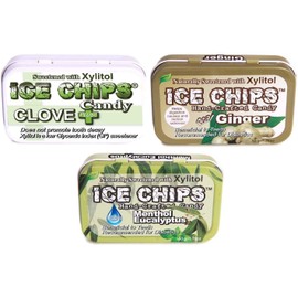 ICE CHIPS Candy 3 Pack Assortment (Clove, Ginger, Menthol Eucalyptus)