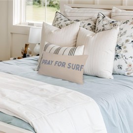 XYDEG Coastal Beach Room Decor 12x20 Pillow Cover, Beach House Decor, Pray for Surf Coastal Decorative Lumbar Pillow Covers for Girls Boys Bedroom College Dorm Sofa Couch