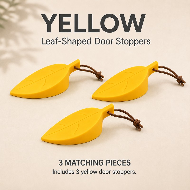 Door Stopper Wedges, 3 Pack, Leaf-Shaped Silicone Door Stops with