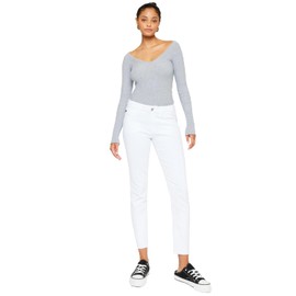 Kan Can Kancan Women's Mid Rise Ankle Skinny Jeans (US, Numeric, 9, Regular, Regular, White)
