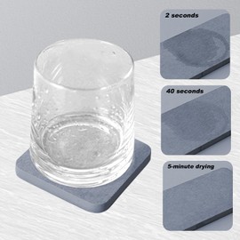 GAESHOW Pack of 4 Water-Absorbent Diatomite Drink Coasters, Quick Drying Non-Slip Water Absorbent Stone for Bathroom and Kitchen (Grey)