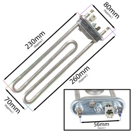 SPARES2GO NTC Heating Element for AEG L460 L526 L600 L602 L604 L608 Washing Machine (1950w)