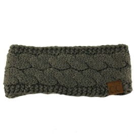 Winter CC Confetti Warm Fuzzy Fleece Lined Thick Knit Headband Headwrap Hat Cap (Solid Dk. Melange Gray)