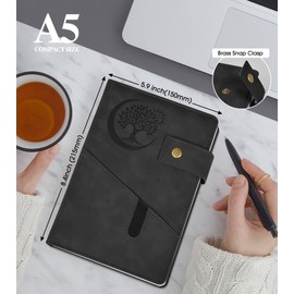 PAIBAS Blank Journal Notebook, A5 Hardcover Leather Sketchbook with 200 Pages Thick Blank Paper for Men Women, Unlined Drawing & Writing Journal, 5.9" x 8.4" Plain Notebook (black)