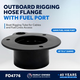 Five Oceans Outboard Rigging Hose Flange with Fuel Port, Outboard Rigging Tube, Boat Rigging Tube for Cables and Fuel Lines Access, Black - FO4776
