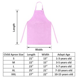 TOPTIE Kids Aprons with Pocket & Adjustable Strap, Child Chef Bib Apron for Kitchen Cooking Baking Painting-Light Pink-L