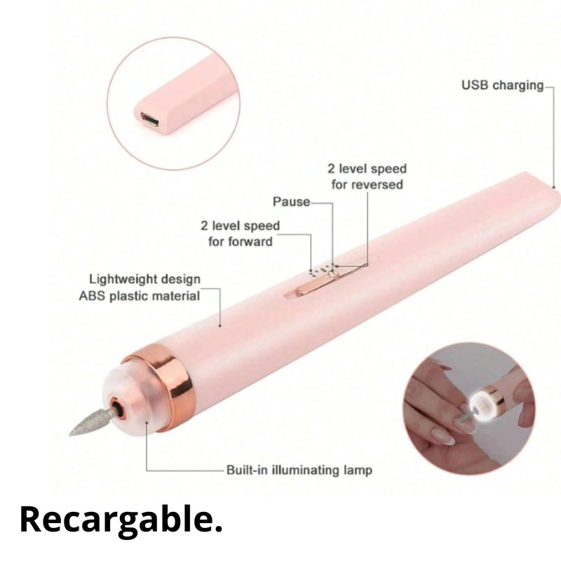 Pulidor de Uñas Recargable 5 en 1 con Luz LED