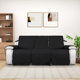 PureFit Water Resistant Reversible Sofa Covers for Reclining Sofa 3 Seat - Non Slip Split Recliner Couch Cover for 3 Cushion Couch, Washable Furniture Protector for Kids, Dogs (3 Seat, Black/Beige)