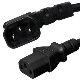 Iron Box Electric – Angled IEC C14 to C13 Power Cord – 15A/250V Rated, 14/3 AWG Heavy-Duty, UL Listed, Space-Saving Design for Data Centers, Servers, PDUs, Networking, UPS, Power Equipment (2 ft)
