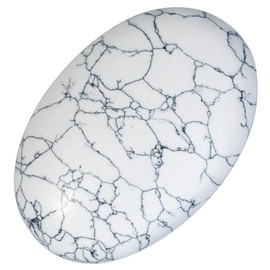 mookaitedecor 6cm Large White Howlite Turquoise Palm Worry Stone, Polished Crystal Tumbled Oval Pocket Stone Gift Decorative White Stone Room Desk Decor
