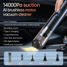 Ebooine Car Vacuum Portable, Handheld Vacuum Cleaner Cordless 14000Pa 4-in-1 Small Vacuum, Blow & Suction 2 in 1, Up to 30 Mins Runtime, Cordless Vacuum Cleaner for Car and Home(Black)