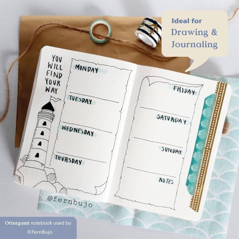 Ottergami The Essential Bullet Dotted Journal Kit, (Blue), Hardcover Dotted