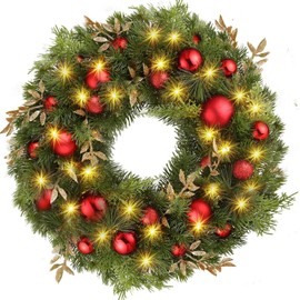 30cm Christmas Wreath, Artificial Door Wreath with Strong Hook, Hanging Christmas Decorations, Indoor Outdoor Decor, for Fireplace, Window, Wall, Living Room, Home Party, Birthday, Wedding Decoration