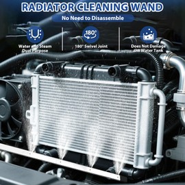 PILISPARK 304 Stainless Steel Car Radiator Cleaner 4500PSI High-Pressure 4-Hole Fan Nozzle, 1/5" Ultra-Thin Flat Design, 180° Rotating Brass Adapter, Water-Air Dual-Use. Fits tight spaces