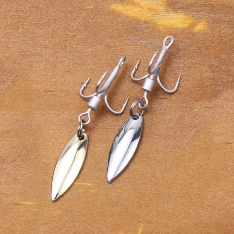 Willow Blade Fishing Lures Set, 10 Pcs Bladed Treble Hooks