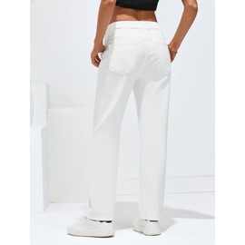 GRAPENT Jeans for Women Trendy Stretch Jean Outfits for Women Womens Stretchy Jeans Slim Straight Jeans for Women Slacks for Women Womens Trousers Color Cream White XX-Large Size 20 Size 22