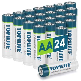 TOPUSSE 24 Pack AA Batteries, Long Lasting Alkaline 1.5v Leakproof Battery Double A Size,10-Year Shelf Life