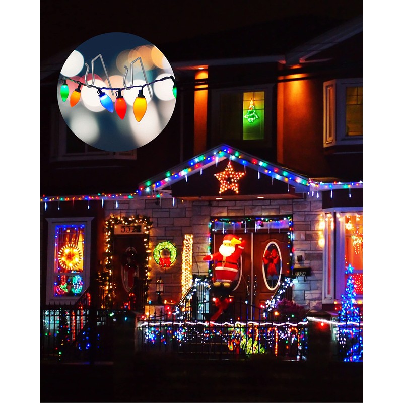 NACETURE 50 Pack Stainless Steel Christmas Light Hangers with Gutter