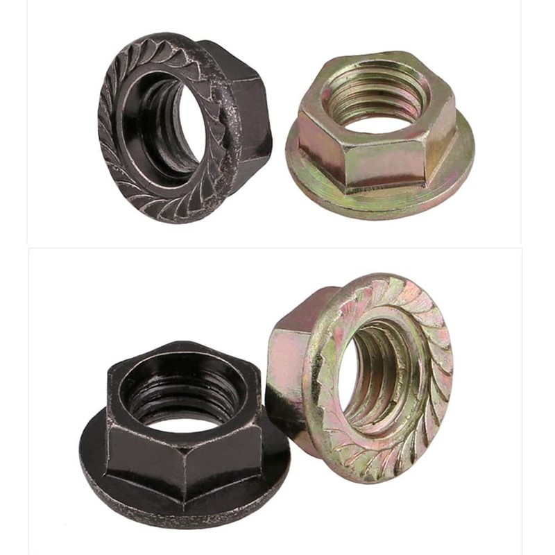 CONPHERON 10pcs Carbon Steel Hex Flange Nuts Black Flange Nuts