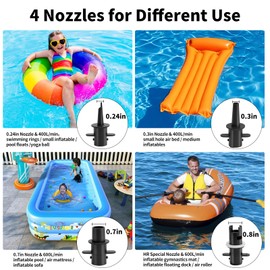 Electric Air Pump for Inflatables, 600W High Power Quick-Fill Air Pump with 4 Nozzles, Inflator & Deflator Pumps for Air Mattress Beds/Pool Toys/Pool Floats,/Gymnastics Track Mats, AC 110-120V