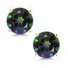 Gem Stone King 14K Yellow Gold Green Mystic Topaz Stud