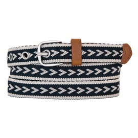 Eddie Bauer Women's Cascade Woven Belt with Metal Buckle, Navy, Medium