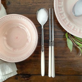 Cottetable Baroque White Cutlery Set / Antique Spoon Chopsticks / 꼬떼따블 바로크 화이트 수저세트 / 엔틱 숟가락 젓가락