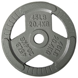 Fitvids Cast Iron Plate Weight Plate for Strength Training and Weightlifting, 2-Inch Center, 45LB (Single)