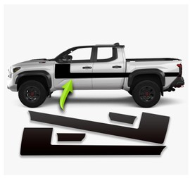 BENINI DESIGN STUDIO Side Retro Hockey Vinyl Racing Stripes Decal Kit Stickers Compatible with 2024 Toyota Tacoma Compatible with 2025 Toyota 4-Runner Base and TRD (Red)